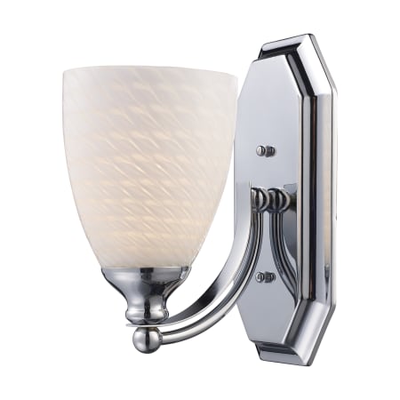 A large image of the Elk Lighting 570-1C Polished Chrome and White Swirl Glass
