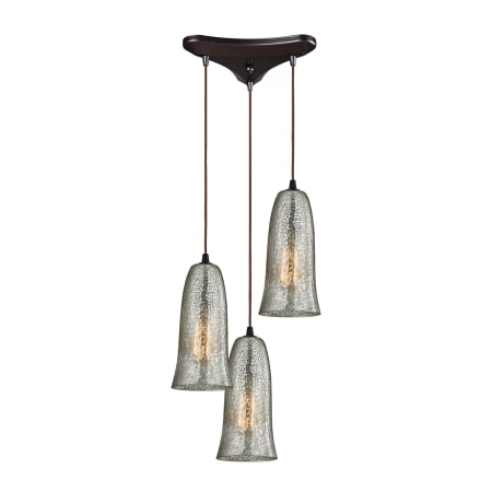 A large image of the Elk Lighting 10431/3 Oil Rubbed Bronze / Hammered Mercury Glass