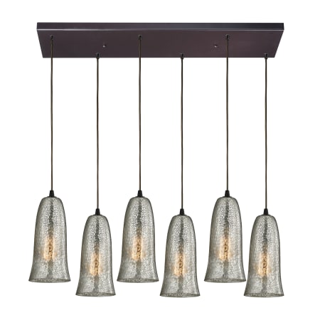 A large image of the Elk Lighting 10431/6RC Oil Rubbed Bronze / Hammered Mercury Glass
