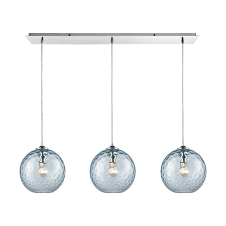 A large image of the Elk Lighting 31380/3LP Polished Chrome / Aqua Shades