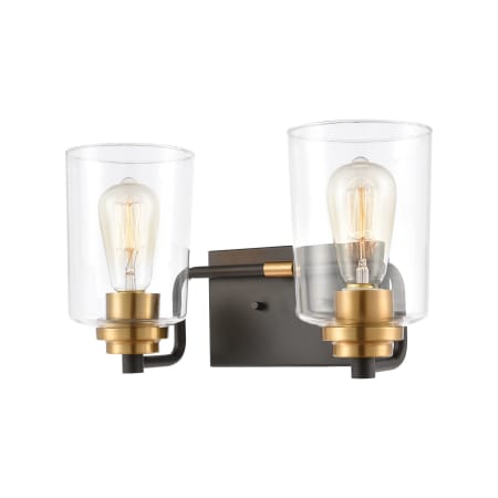 A large image of the Elk Lighting 46611/2 Matte Black / Brushed Brass