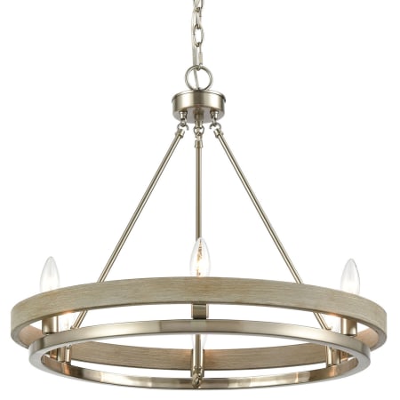 A large image of the Elk Lighting 75066/6 Satin Nickel / Beechwood