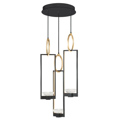 A large image of the Fine Art Handcrafted Lighting 892940-3ST Hand Rubbed Black Iron / Gold Leaf