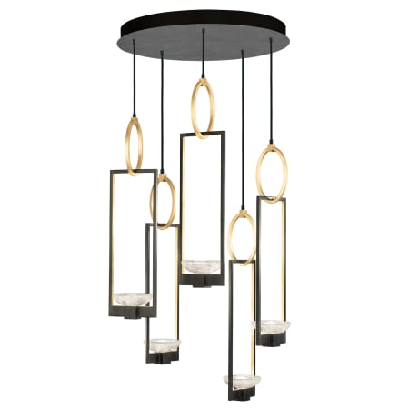 A large image of the Fine Art Handcrafted Lighting 893040-3ST Hand Rubbed Black Iron / Gold Leaf