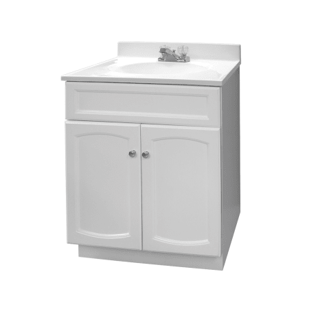 A large image of the Foremost HE2418-PP Heartland 24 inch white pro pack vanity combo