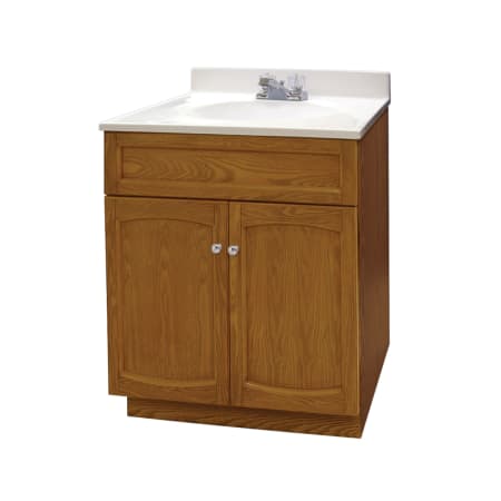 A large image of the Foremost HE2418-PP Heartland 25 inch oak pro pack vanity combo