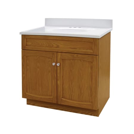 A large image of the Foremost HE3018 Heartland 30 inch oak bath vanity with top