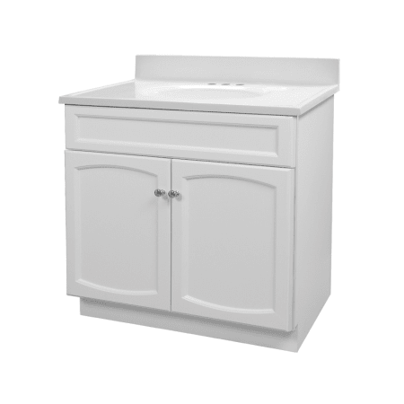 A large image of the Foremost HE3018 Heartland 30 inch white bath vanity with top