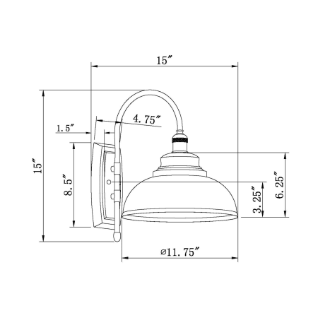 A large image of the Forte Lighting 1690-01 Forte Lighting-1690-01-Line Drawing