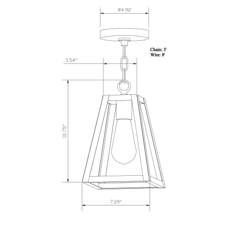 A large image of the Forte Lighting 2651-01 Forte Lighting-2651-01-Line Drawing