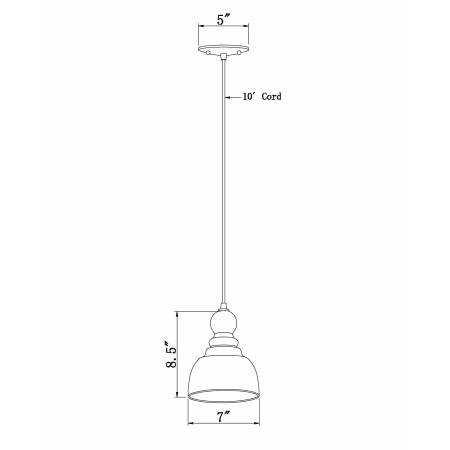 A large image of the Forte Lighting 2678-01 Forte Lighting-2678-01-Line Drawing