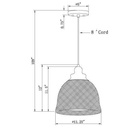 A large image of the Forte Lighting 2685-01 Forte Lighting-2685-01-Line Drawing