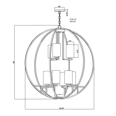 A large image of the Forte Lighting 2720-09 Line Drawing