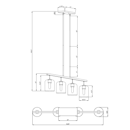 A large image of the Forte Lighting 2724-04 Line Drawing