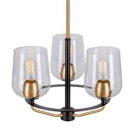 A large image of the Forte Lighting 2726-03 Black and Soft Gold Alternate View 1