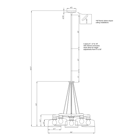 A large image of the Forte Lighting 2735-05 Line Drawing
