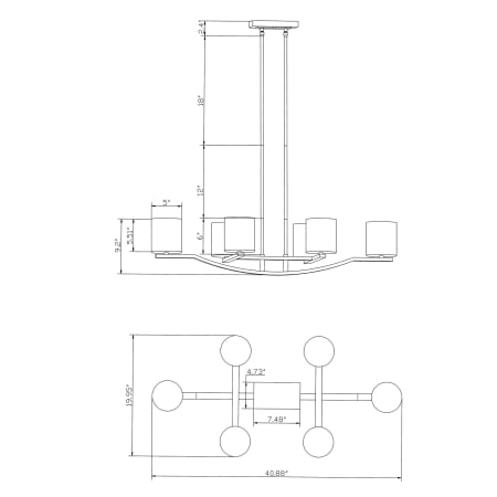 A large image of the Forte Lighting 2739-06 Line Drawing