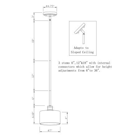 A large image of the Forte Lighting 2748-01 Line Drawing