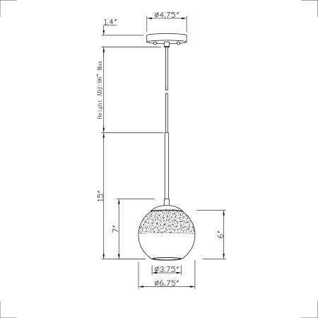 A large image of the Forte Lighting 2751-01 Line Drawing