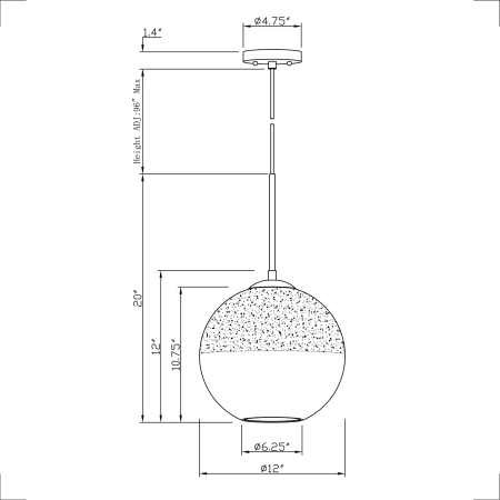 A large image of the Forte Lighting 2761-01 Line Drawing