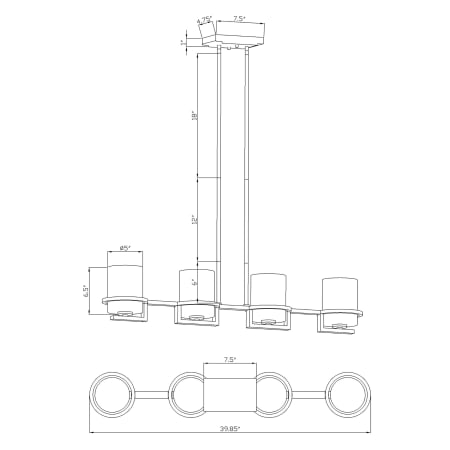 A large image of the Forte Lighting 2766-04 Line Drawing