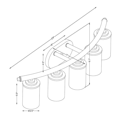 A large image of the Forte Lighting 5105-05 Line Drawing