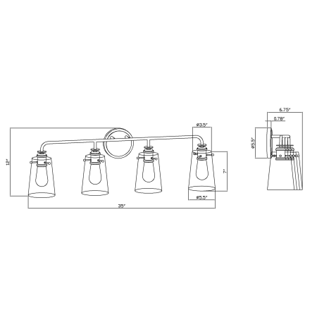 A large image of the Forte Lighting 5118-04 Line Drawing