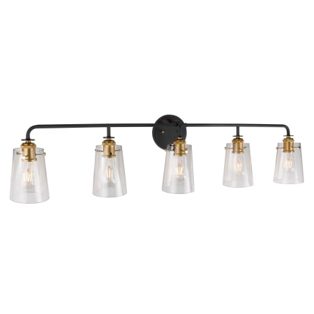 A large image of the Forte Lighting 5118-05 Black and Soft Gold Alternate View 1