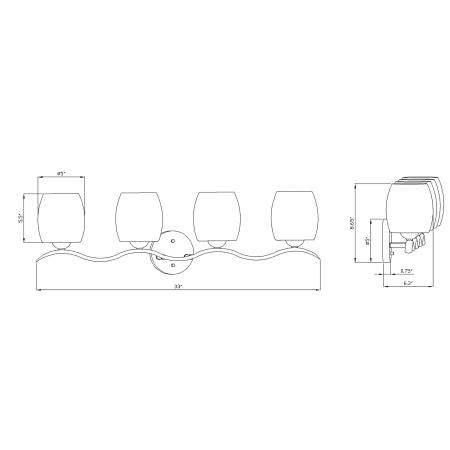 A large image of the Forte Lighting 5135-04 Line Drawing