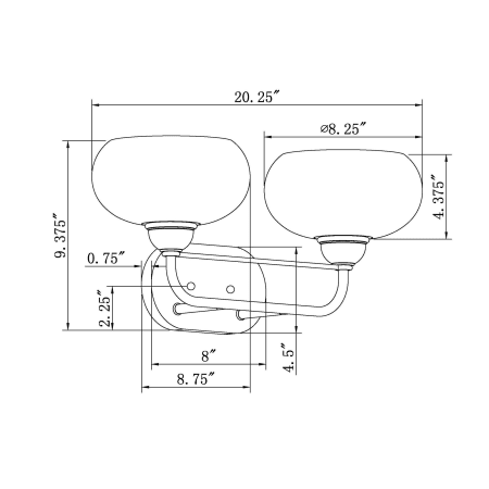 A large image of the Forte Lighting 5732-02 Line Drawing