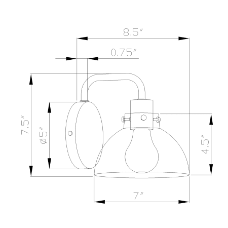 A large image of the Forte Lighting 5734-01 Line Drawing