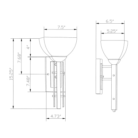 A large image of the Forte Lighting 5744-01 Line Drawing