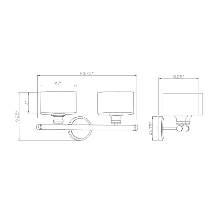 A large image of the Forte Lighting 5748-02 Line Drawing