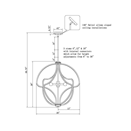 A large image of the Forte Lighting 7100-04 Forte Lighting-7100-04-Line Drawing