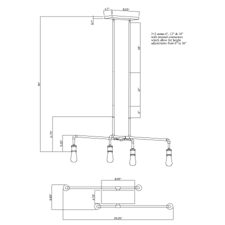 A large image of the Forte Lighting 7116-04 Line Drawing