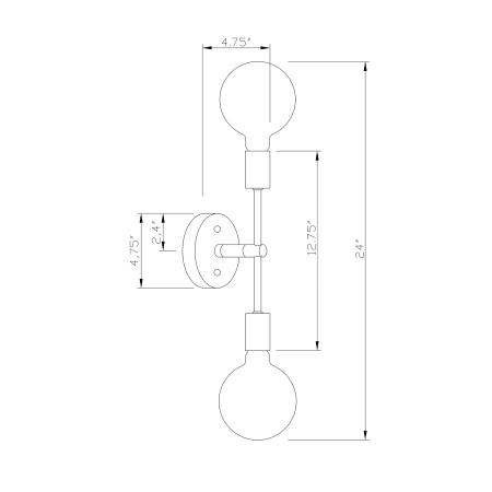 A large image of the Forte Lighting 7117-02 Line Drawing