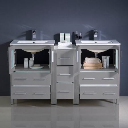 A large image of the Fresca FCB62-241224-I Fresca-FCB62-241224-I-Installed View with Doors and Drawers Open