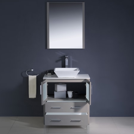 A large image of the Fresca FVN6230-VSL Fresca-FVN6230-VSL-Installed View with Doors and Drawers Open