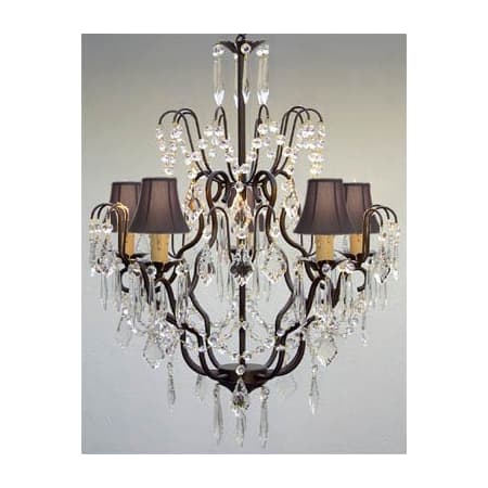 Light 1 Tier Crystal Chandelier, Large Wrought Iron Crystal Chandelier