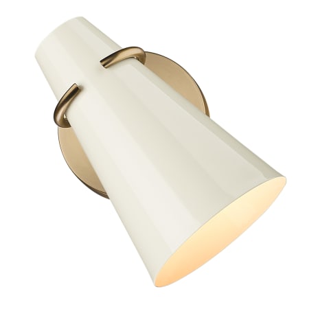A large image of the Golden Lighting 2122-1W Angled - Glossy Ecru - Light