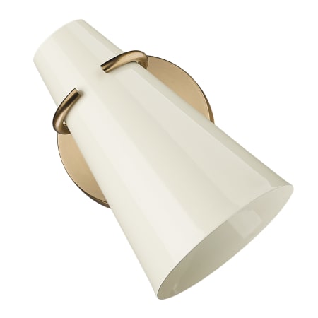 A large image of the Golden Lighting 2122-1W Angled - Glossy Ecru