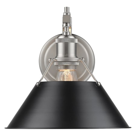 A large image of the Golden Lighting 3306-1W PW Pewter with Black Shades