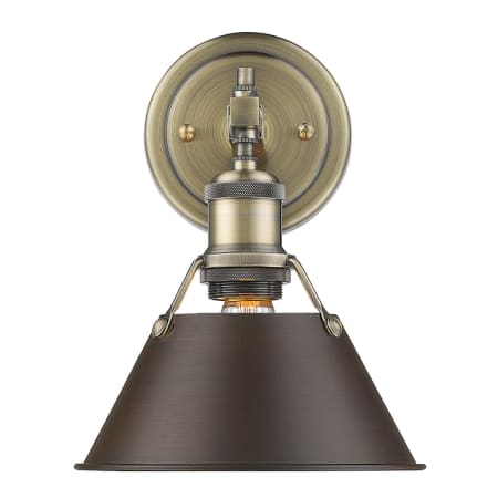 A large image of the Golden Lighting 3306-BA1 AB Aged Brass with Rubbed Bronze Shades