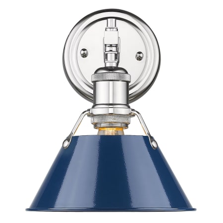 A large image of the Golden Lighting 3306-BA1 CH Chrome with Navy Shades