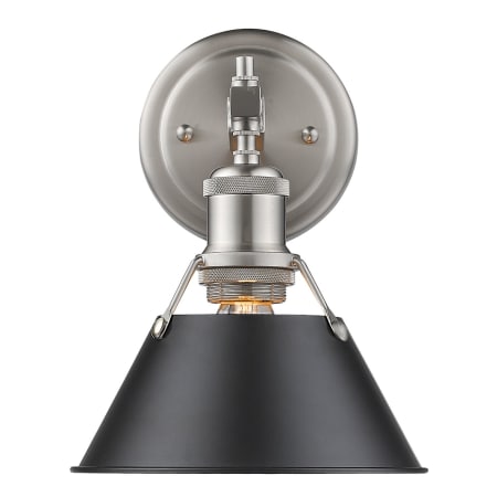 A large image of the Golden Lighting 3306-BA1 PW Pewter with Black Shades