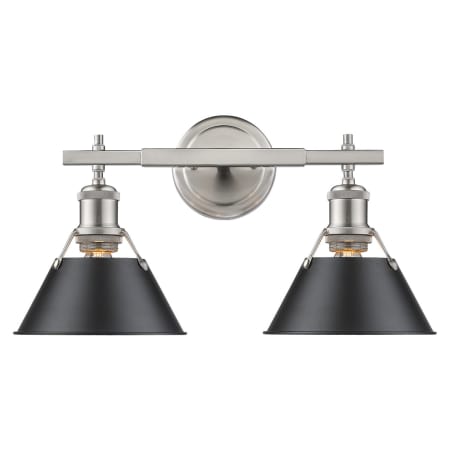 A large image of the Golden Lighting 3306-BA2 PW Pewter with Black Shades
