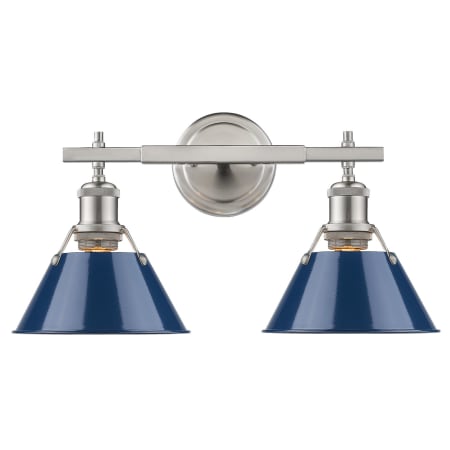 A large image of the Golden Lighting 3306-BA2 PW Pewter with Navy Shades