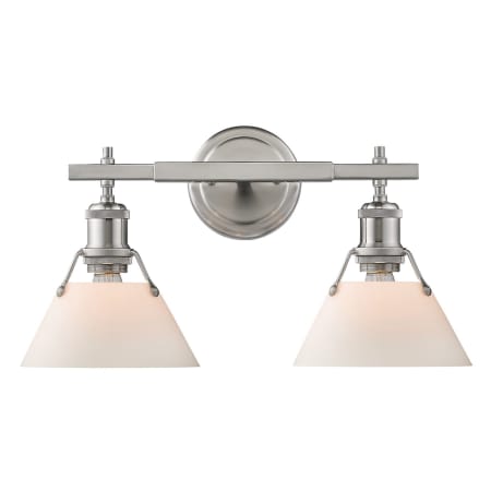 A large image of the Golden Lighting 3306-BA2 PW Pewter with Opal Shades