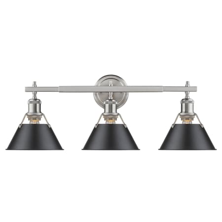 A large image of the Golden Lighting 3306-BA3 PW Pewter with Black Shades