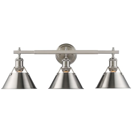 A large image of the Golden Lighting 3306-BA3 PW Pewter